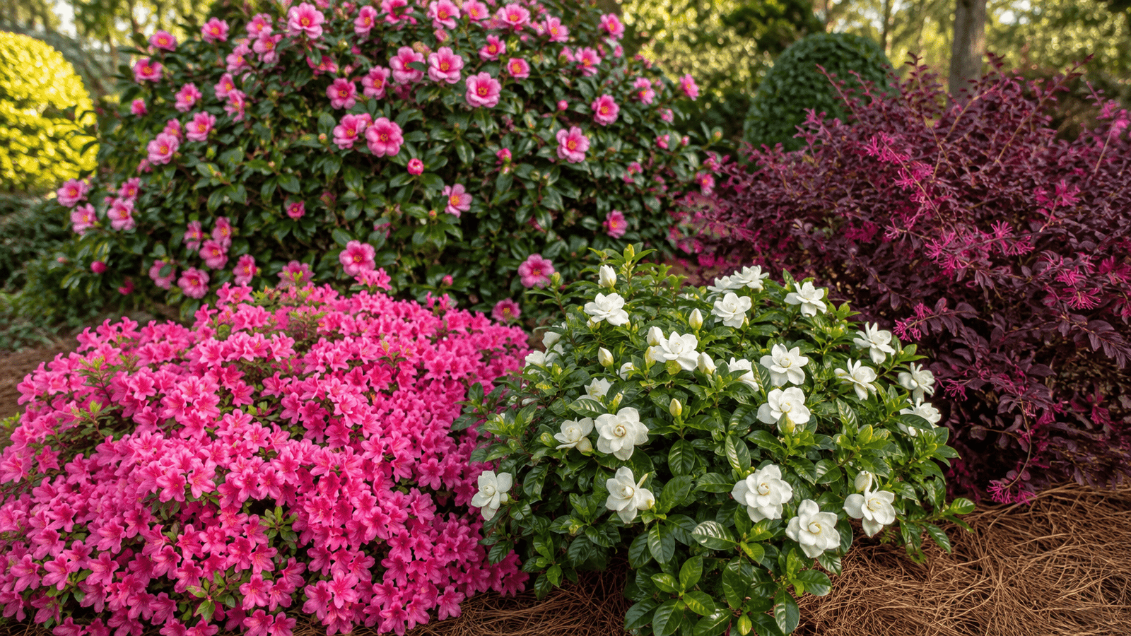 picture of flowering evergreen shrubs