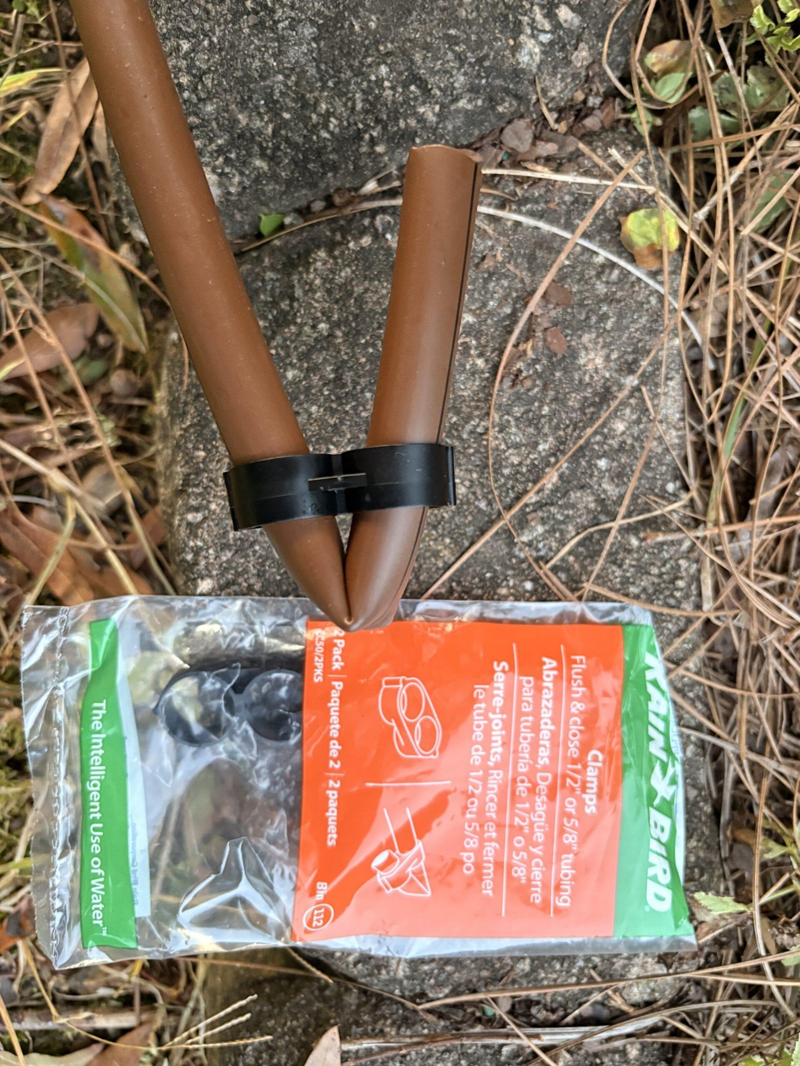 An image of a drip irrigation endcap installation completed